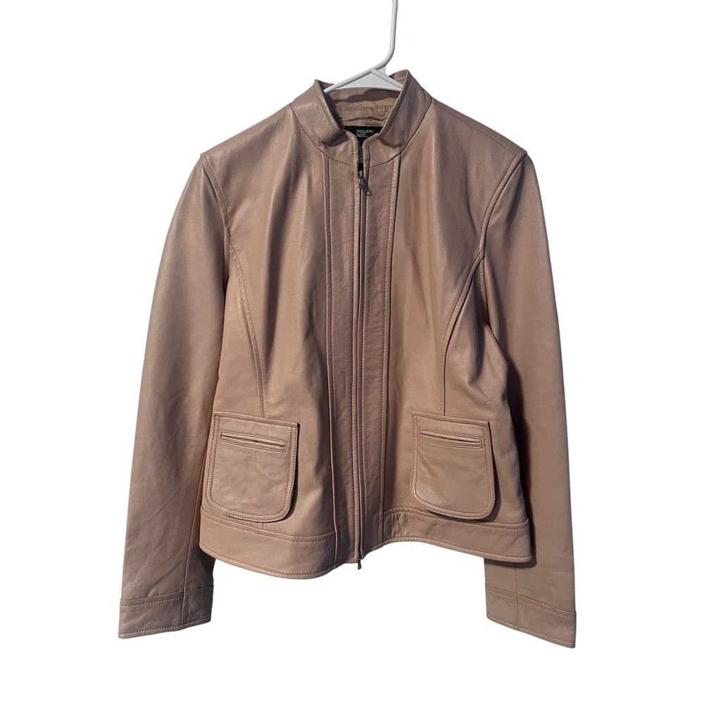 Philippe Adec Women's Leather Jacket in Light Pink